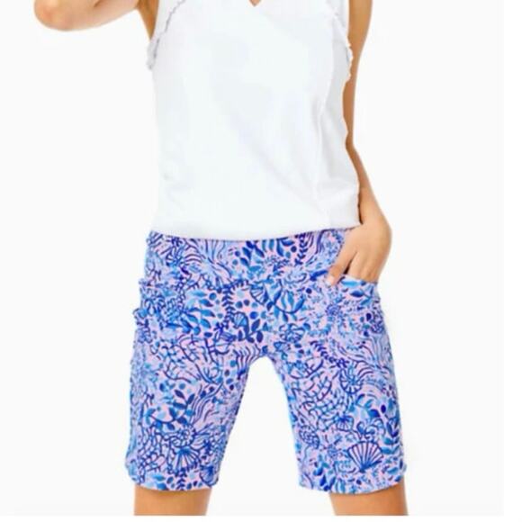 Lilly Pulitzer NEW UPF Luxletic Reid Short Calla Lilly Pink High Tides Size 00